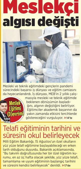 Mesleki ve teknik eğitimdeki gençlerin, pandemi sürecindeki başarısı, iş dünyası ve eğitim camiasında takdir topladı.